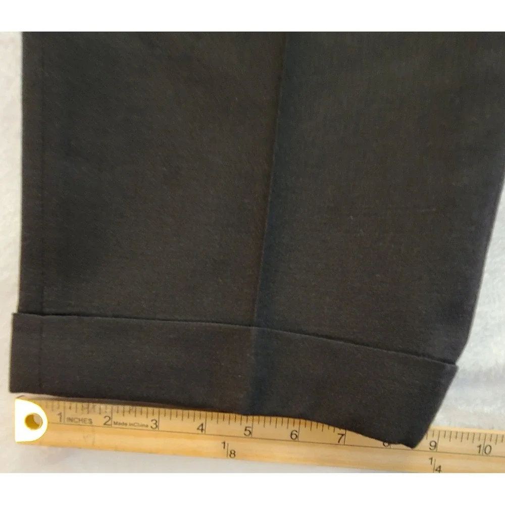 Men's Black Pleated Cuffed Dress Pants Straight Leg Trousers 35x31 Casual Office